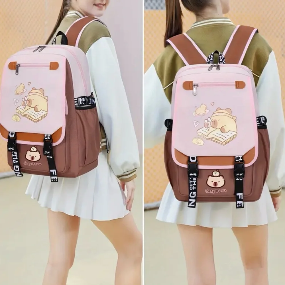 Capybara Versatile Backpack Adjustable Strap Travel Computer Bag Unisex, Brown